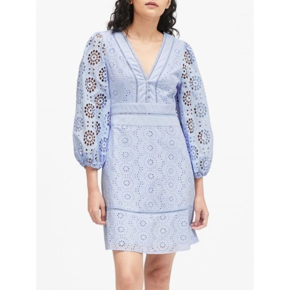 Banana Republic Light Blue Eyelet Dress NWT Size 6